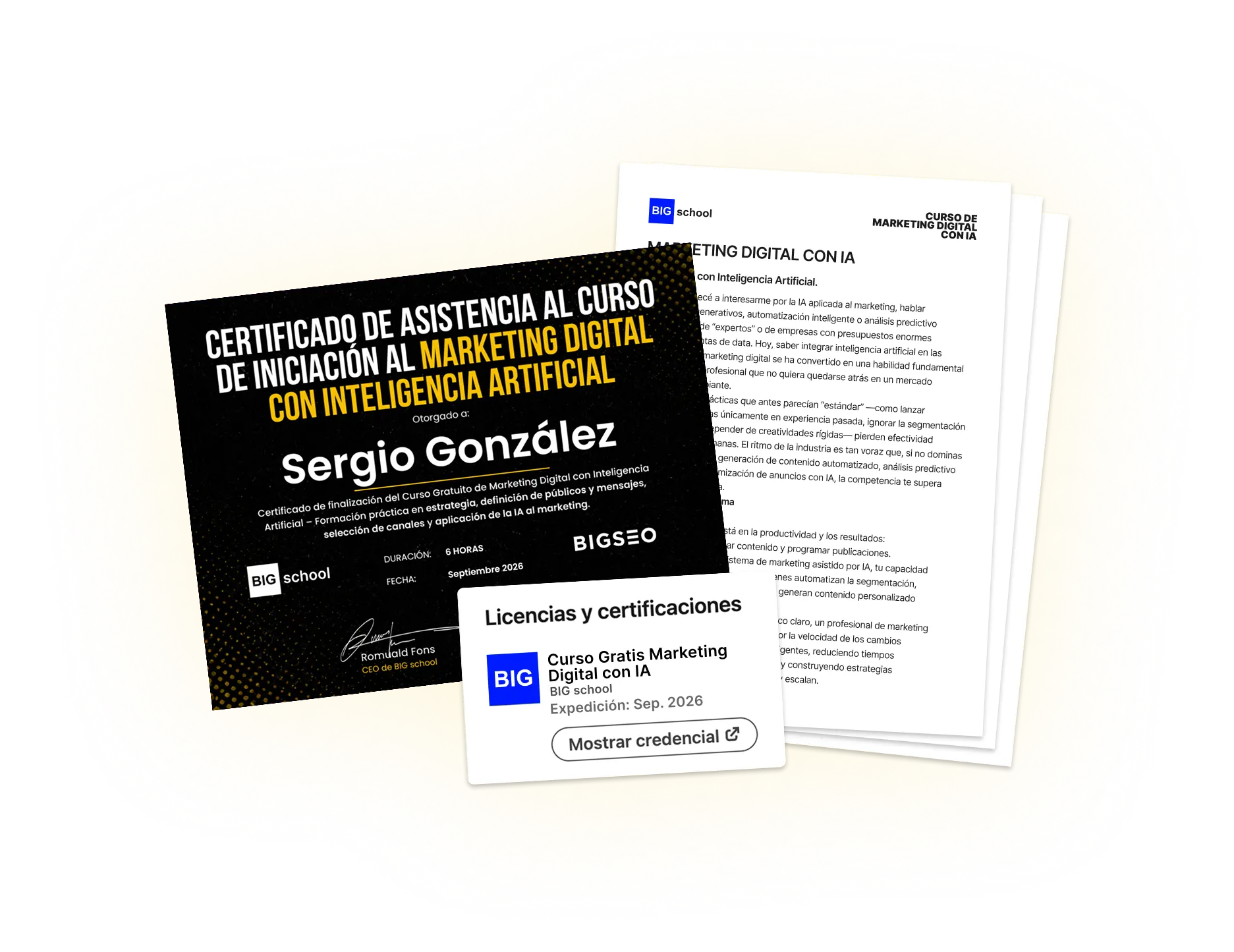 Curso Marketing Digital con IA - Estrategia - EG 7 MMD9 Certificado Mockup